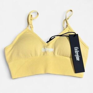 XS Civil Regime Kelly Padded Seamless Sports Bra in Pastel Yellow